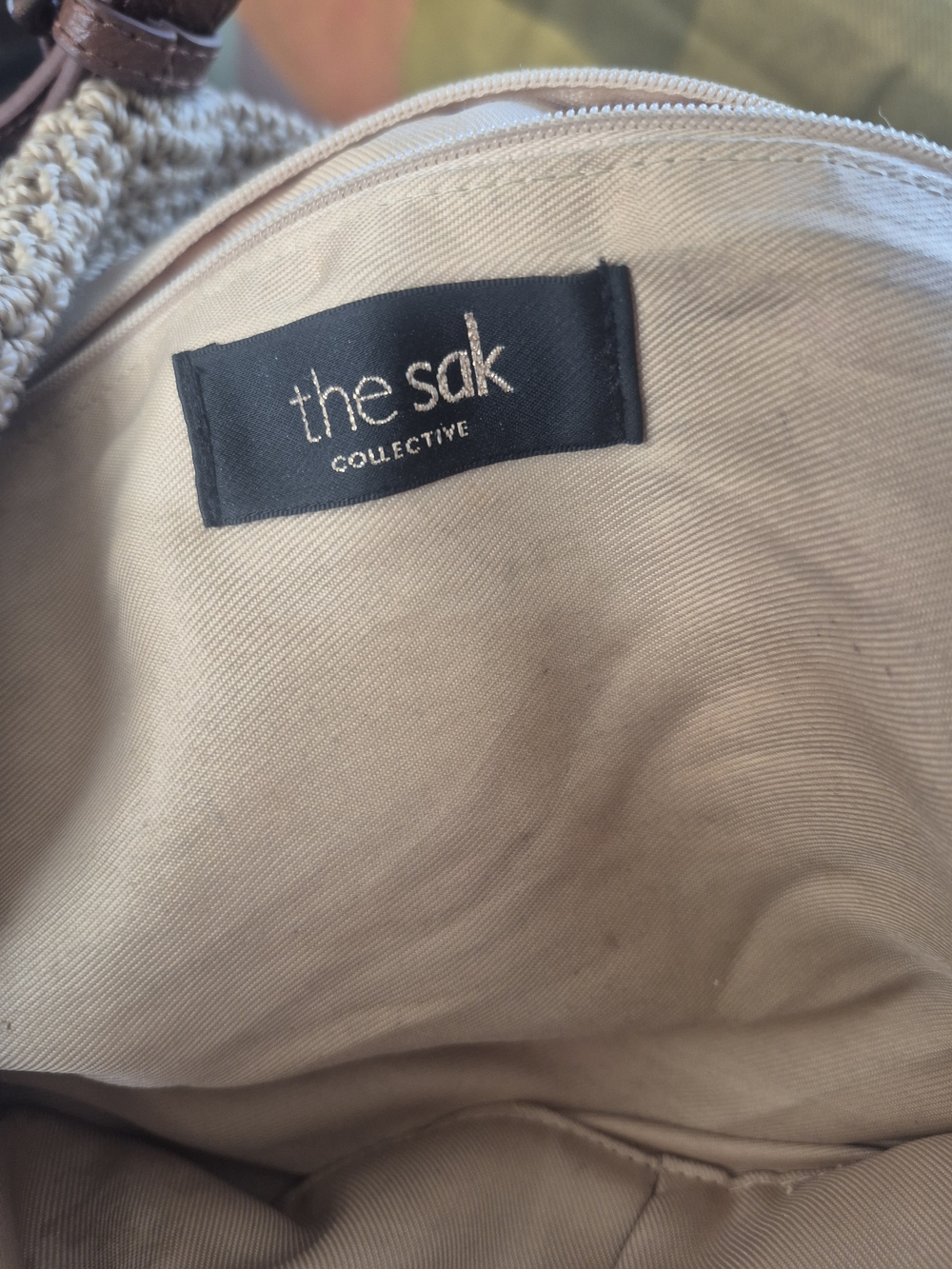 The Sak Beige Crochet "Sliverwood Shopper" with Brown Leather Handles - Picture 2 of 7